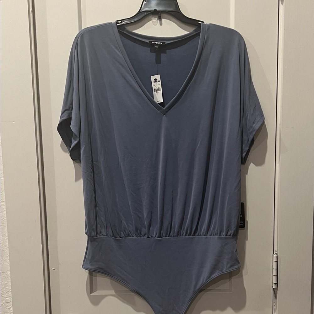 Express V-Neck Bodysuit - Slate Blue